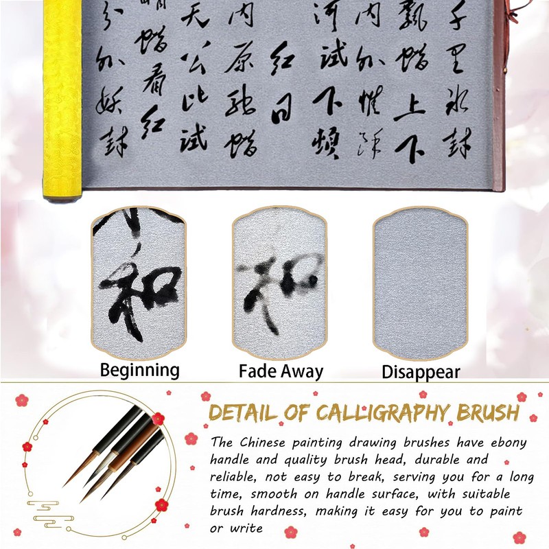 Magic Canvas Paint with Water,4 Chinese Painting Brushes Set Flower