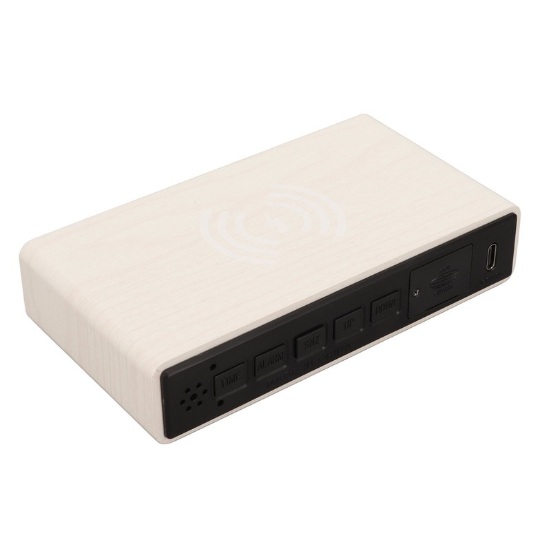 Wooden Digital Clock Wireless Charging Function 3 Brightness Electric Alarm