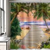 QGHOT Summer Beach Shower Curtains for Bathroom Palm Tree Nature