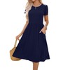 HOTOUCH Women Short Sleeve Casual Dresses Crewneck Solid Color Knee