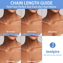 Jewlpire Gold Chain Necklace for Women, 1.5MM Snake Chains Necklace Gold Chain for Women, Smooth & Dainty Gold Chains, 18 Inch