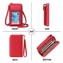 FALAN MULE Small Cell Phone Crossbody Bag Purse for Women, PU Leather Phone Wallet Purse