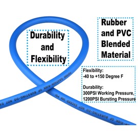 YOTOO Hybrid Lead-In Air Hose, 1/4"x10' Air Compressor Hose, 300 PSI, Heavy Duty, Lightweight, Kink Resistant, All-Weather Flexibility with 1/4-Inch Industrial Air Fittings and Bend Restrictors, Blue