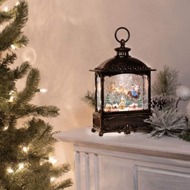 Roman 133346 Led Swirl Lantern Bronze Santa Over Town, 12 inch, Multicolor