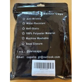 Pelocapa X Large Barber Cape Hair Salon w/ Elastic Hooks Black n Gold