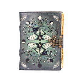 HIDEGHAR Blank Spell Book of Shadows Journal with Lock Clasp Luna Moths And Morpho Butterfly Witchcraft Supplies, Helloween Gift For Men & Women