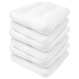 Casual U-Shaped Reversible Seat Pads Patio Chair Cushions Set of 6 | 19.0 in. L X 19.0 in. W X 5.0 in. H Size | Weatherproof Tufted with Soft & Plush Filling | Pretty Pure White Color Solid Pattern