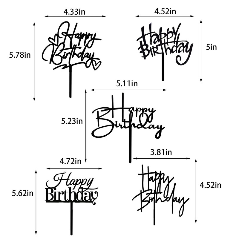 RASSLISA 10 Decoraciones de Acrílico para Tartas de Feliz Cumpleaños,