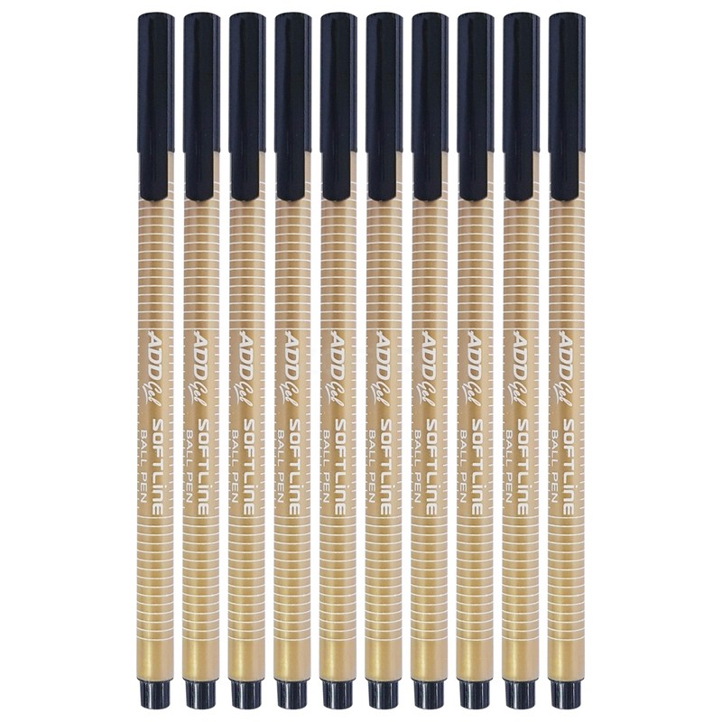 SoftLine Ballpoint Pens, BLACK, Fine Point (0.7mm), Pack of 10,