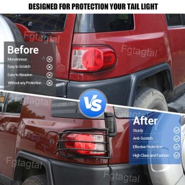 Tail Light Cover Guard Fit for Toyot@ FJ Cruiser 2007-2021, Rear Tail Light Guards Cover, Tail Light Lamp Cover Guard Trim Frame Bezels Decoration, 2PCS, Carbon Steel