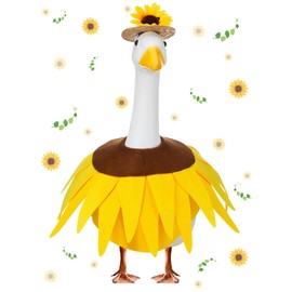 Outus Sunflower Goose Outfit Spring Sunflower Porch Goose Costume Set for Cement 23" H Statue Outdoor Garden Yard Patio Lawn