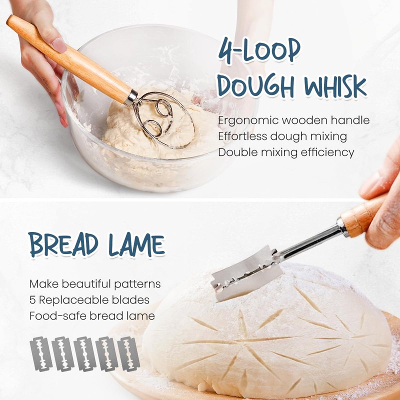 Rorecay Banneton Bread Proofing Baskets Set of 2, 9 Inch