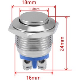 RUNCCI-YUN 10 pieces 3V-12V-220V 16 mm Momentary Metal Push Switch Screw Terminal Push Button Stainless Steel Horn Button Doorbell for Cars, Trucks, Ships, Doorbells, Ignition Systems (Protruding)