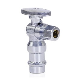 1/4 Turn Press Angle Stop Valve | 1/2" Press x 3/8" OD | Water Shut Off Valve | Toilet Shut Off Valve | On and Off Water Valve (Pack of 1)
