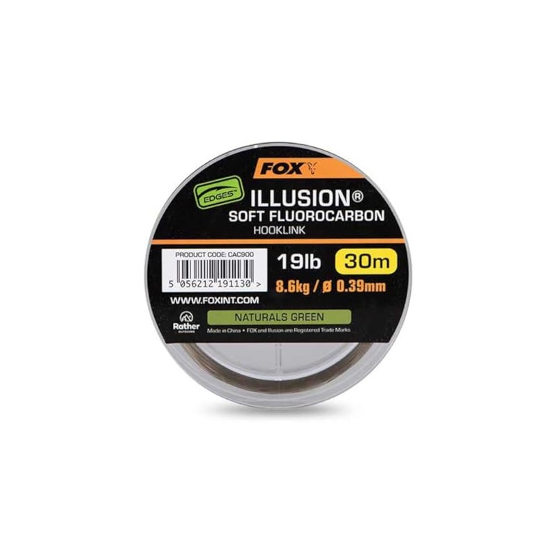 FOX Edges Illusion Soft Fluorocarbon Hooklink Naturals Green 30m: 19lb