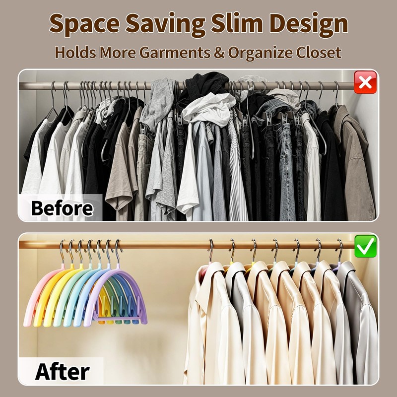 14 Pack Metal Hangers, No Shoulder Bump Non-Slip Curved Sweater