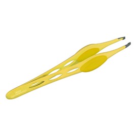 2EASY - Classic Stainless Steel Eyebrow Tweezers Professional Eyelash Tweezers for Men and Women with Oblique Tip - Non-Slip Grip (Yellow)