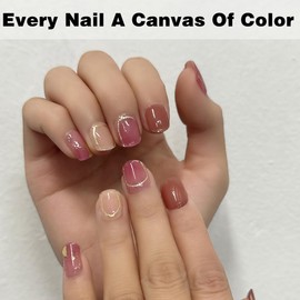 YiMistnnts Semi Cured Gel Nail Strips Extra Long Nail Polish Strips Long Lasting Semi - Cured Nail Stickers Nail Wraps with Glossy Gel Finishing (Stained Gold Foil)