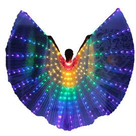 Women Christmas Costume LED Belly Dance Isis Wings Adult Glow Cape (Multi-Color)