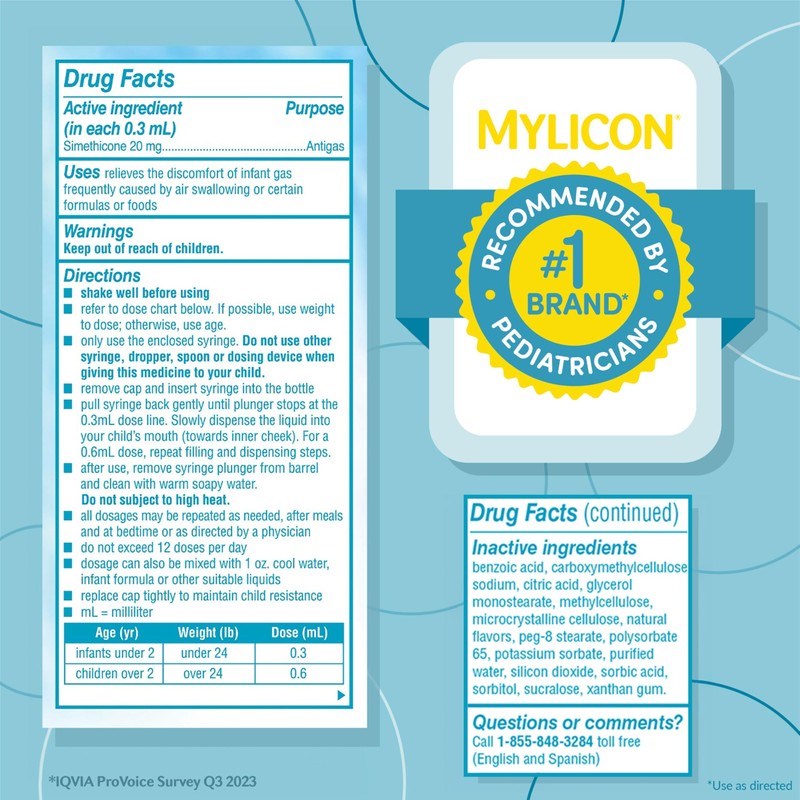 MYLICON Gas Relief Drops for Infants and Babies, Dye Free