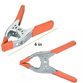 Unbranded 2 Pcs 6" inch Metal Spring Clamps w/ Rubber Tips Tool Large Clips Lot Steel