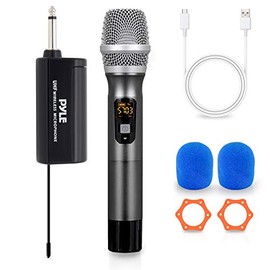 Pyle (PDWMU103) UHF Wireless Microphone System - Handheld Mic & Wireless Transmitter with Universal Plug-and-Play Audio, for Karaoke Singing, Wedding, DJ, Party, Speech, Class Use
