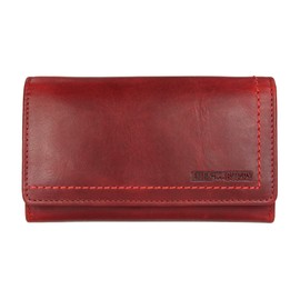 Hill Burry High-Quality Vintage Leather Women's Wallet Long Purse made of Soft Leather 17.5 x 10 x 3 cm (W x H x D), red