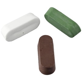 Fudeshe Polishing Cutting Compounds 3Pcs Total 3 Oz. Solid Green/White/Brown Abrasive Wax Paste Useful Fine/Medium/Coarse Alumina Grinding Paste