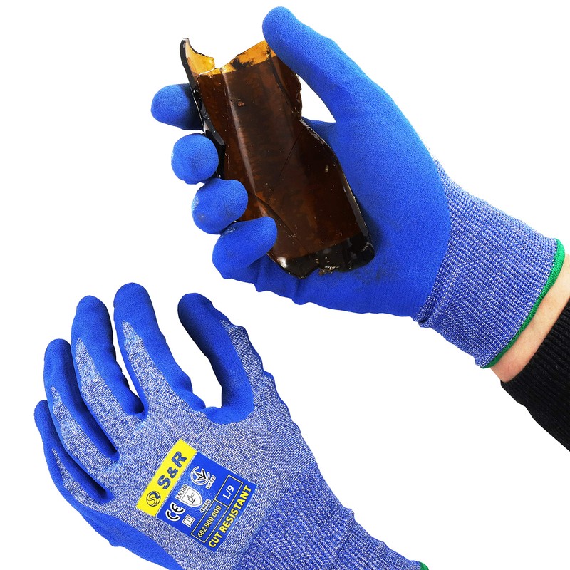 S&R Cut Resistant Protective Gloves, Size L/9 - Nitrile Coated,