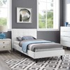 Modway Linnea Upholstered White Twin Platform Bed with Wood Slat