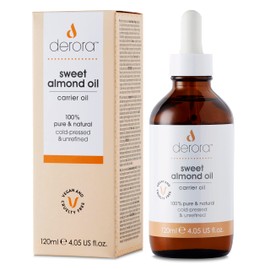 Derora Sweet Almond Oil | Nourishes Skin, Hair & Nails | 100% Pure & Natural | Antioxidant & Vitamin A, B, D & E Rich | For All Skin Types | Vegan & Cruelty Free (120ml)