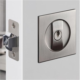 QINAIXQM Sliding Door Lock Pocket Door Lock Invisible Recessed Door Lock Mortise Lock Wooden Door Lock Silver