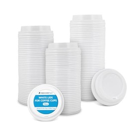 Nationwide Paper White 16oz Plastic Lids for Hot Drinks, Insulated Disposable Hot Drinks Lids for Takeaway, Leak Proof Lids for Hot Drinks - 100 Lids
