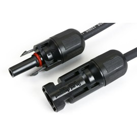 TEMCo 50ft 12 AWG Pair Solar Panel Extension Cables with M-F Solar Connector Ends (1 Black + 1 Red) Qty:1