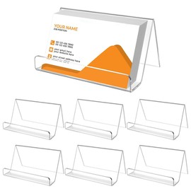 Pack of 6 Acrylic Business Card Holder for Desk, Transparent Business Card Holder for Exhibitions, Homes and Offices, Business Cards Display
