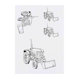 4 x 'Tractor with Digger Attachement' Temporary Tattoos - Water Resistant, Skin-Safe, Non-Toxic Transfers, Mixed Sizes (TO00075604)
