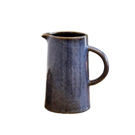 Navy Blue Reactive Glaze Jug Vase 16x19x11cm Stoneware Two Tone Modern Decorative Pitcher