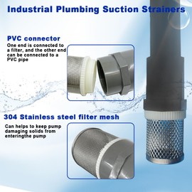 AIMCOCO 2" Stainless Steel Filter Cover Connected to 2 inch/DN50 Grey PVC Filter Water Pipe, Suction Strainers Used to Remove Debris and Reduce Solid Entry（1pcs）