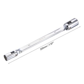 uxcell 12 Point Flexible Head Socket Wrench, 10mm x 12mm Metric Double Swivel Box End, CR-V 180 Degree Rotation for Mechanical Repair