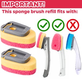 10 Pack Sponge Dishwand Brush Refills for Scotch-Brite Dishwand (Pink)