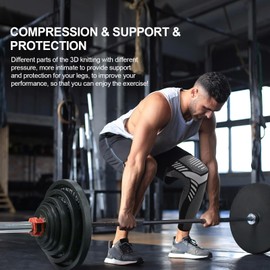 yeloumiss Full Leg Compression Sleeve 6 Pair Long Knee Braces for Women and Men Knee Support with Non Slip Silicone for Sports Running