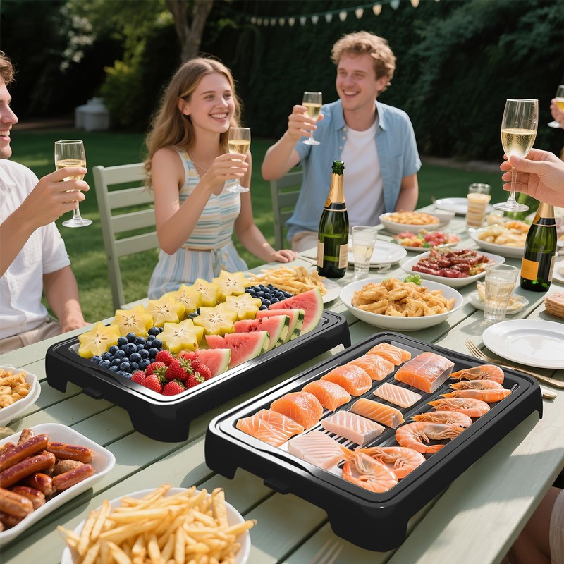 Chilled Portable Serving Tray Platterbox Snack Box with Reusable Ice