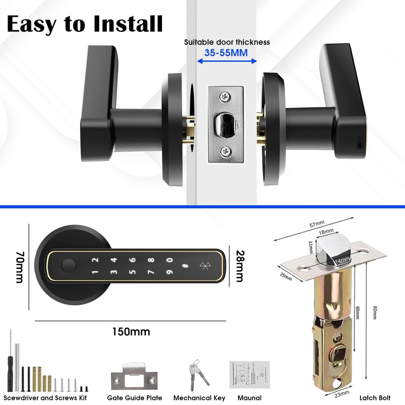 Advwin Smart Lock Door, Fingerprint Keypad Deadbolt Lock Keyless Entry