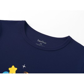 Beezizac Boys Pajamas Navy Blue Astronaut 2-Piece Snug-fit Short Sleeve PJ Set Kid Cozy Sleepwear Children Size 10