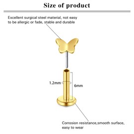 LAURITAMI Gold Helix Piercing Stainless Steel 16G Cubic Zirconia Ear Tragus Cartilage Earring Ear Piercing Stud Earrings 8 mm, stainless steel