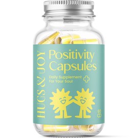 Hugs & Joy Positivity Message in a Bottle with Capsules and Message in a Bottle - 60 Motivational Quotes and Sayings Gift for Daily Inspiration