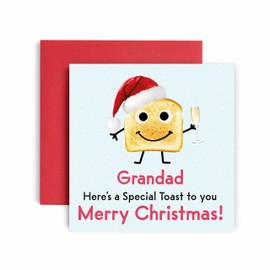 Huxters A Special Toast Grandad Merry Christmas Card for him – Funny Grandad Card for Christmas – Blank Interior Xmas Card with Recyclable Envelope –Paper Christmas Grandad Card (Grandad)