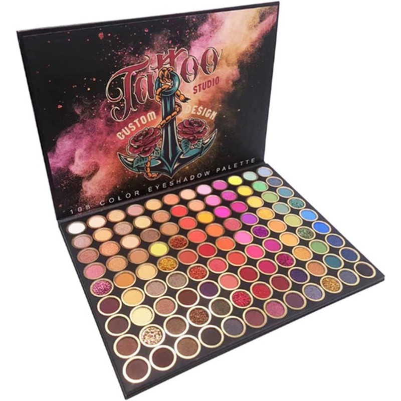 108 Color Professional Eyeshadow Palette, Matte Glitter Color Eyeshadow, High