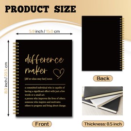 YAZMEEN Difference Maker Black Gold Spiral Notebook（160 Pages） Difference Maker Definition Blank Hardcover Notebook Coworker Appreciation Gift Funny Birthday Gift for Social Worker Boss Leader Mentor