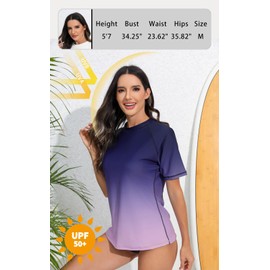 Halcurt UV Shirt, Women's Short-Sleeved Rash Guard UPF 50+ Swimming Shirt, Quick-Drying Swimming Shirt, M-XXL